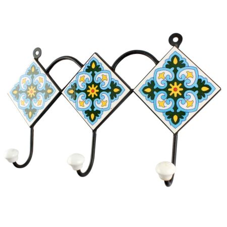 Turquoise Ceramic Tile Wall Hook